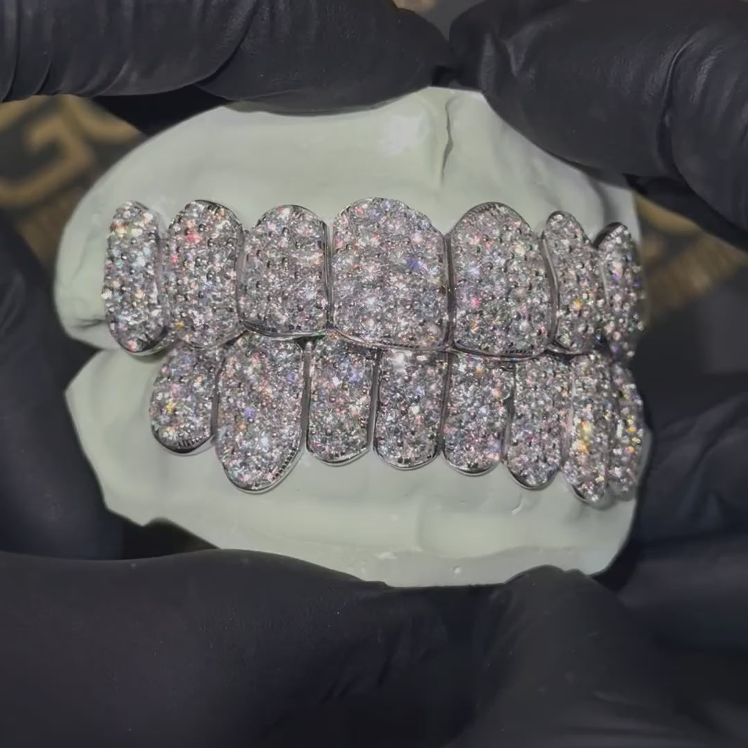Iced VVS Moissanite Grillz with Large Moissanites (Zig Zag Setting)