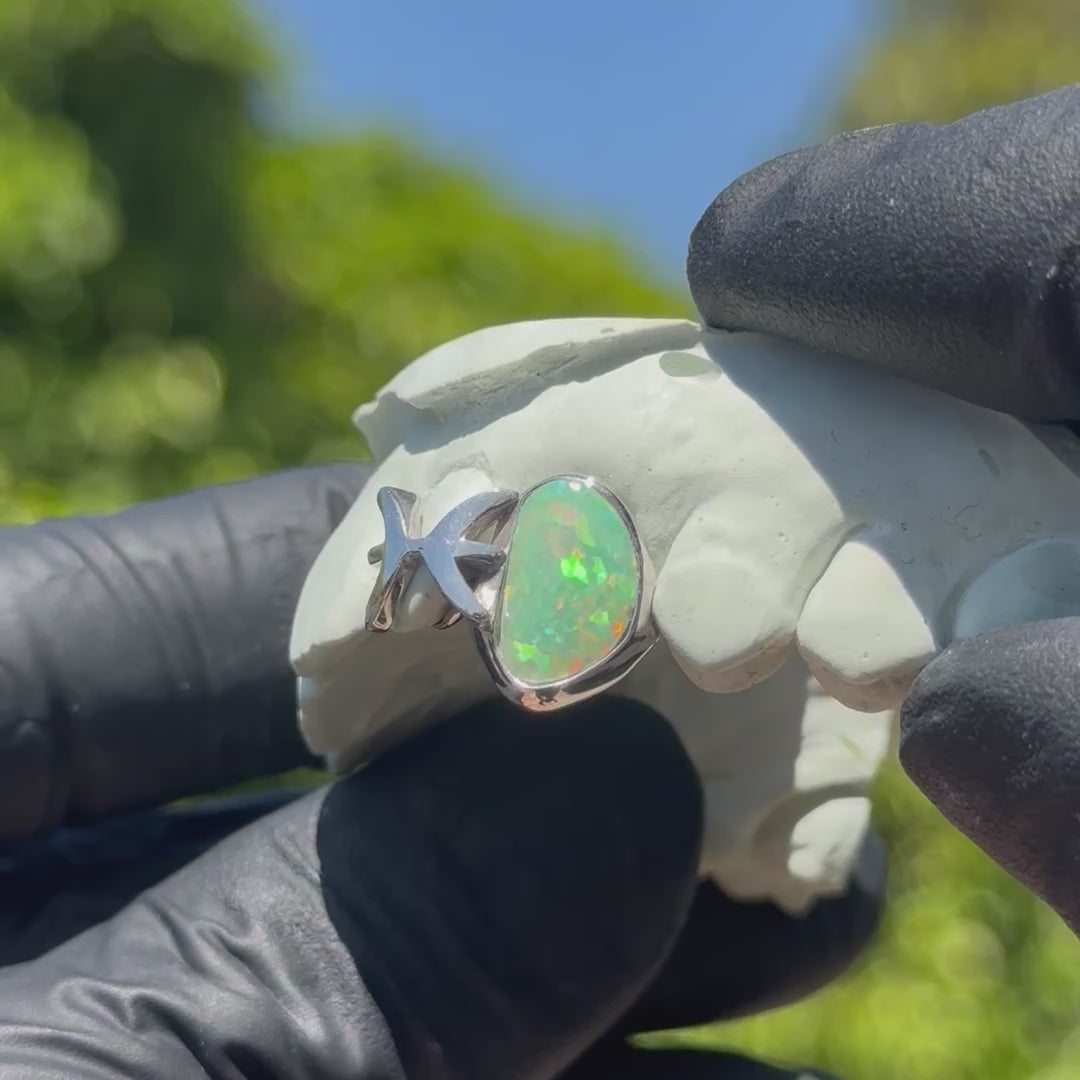 Pisces Opal Zodiac Sign Double Cap Grillz