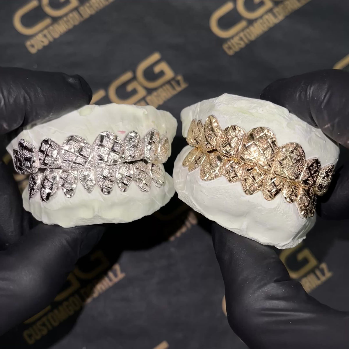 Solid Gold Diamond Cut with Diamond Dust Grillz