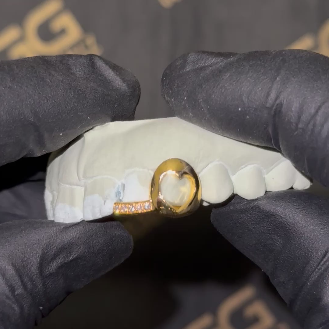 Open Face Heart with Iced Tip Double Cap Grillz