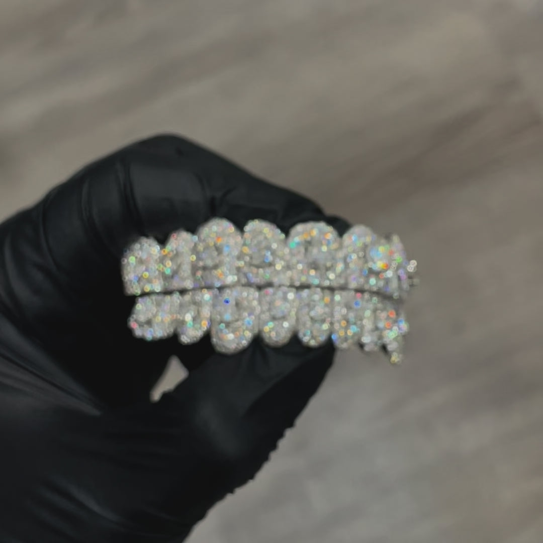 Iced VVS Moissanite Grillz with Large Center Stone