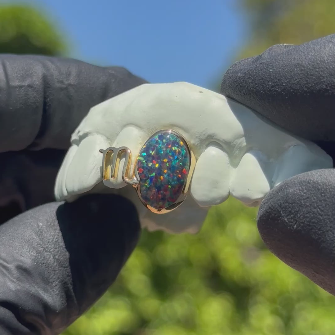 Scorpio Opal Zodiac Sign Double Cap Grillz