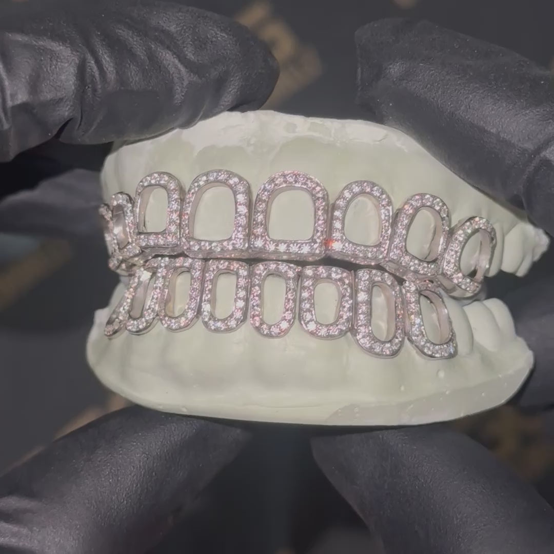 Iced VVS Moissanite Open Face Grillz