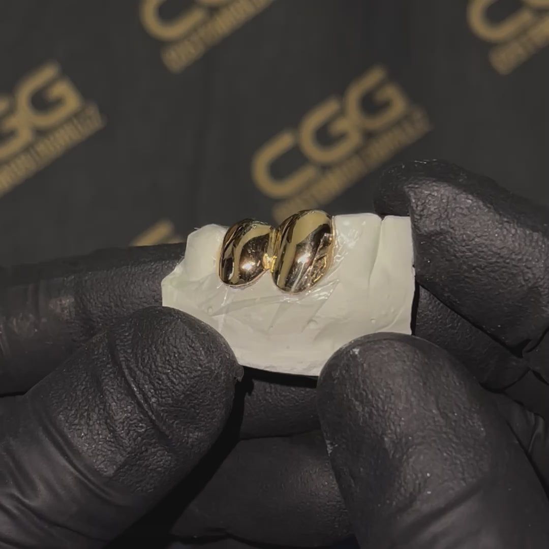 SOLID GOLD DOUBLE CAP TOOTH GRILLZ