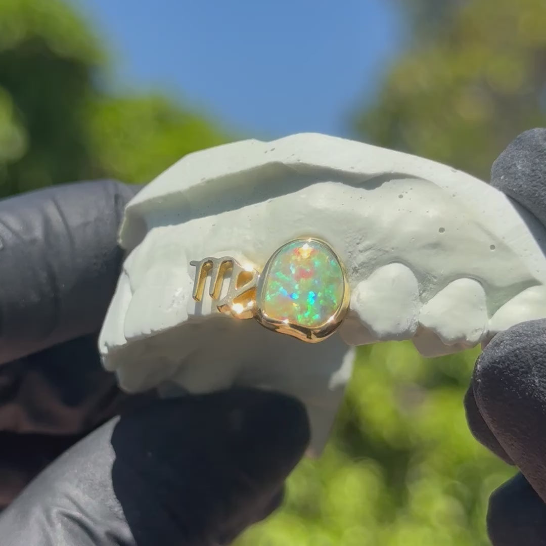 Virgo Opal Zodiac Sign Double Cap Grillz