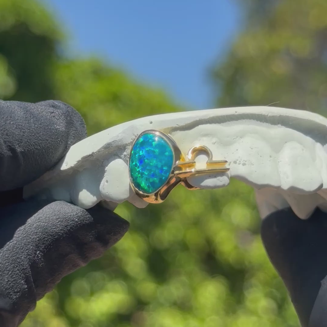 Libra Opal Zodiac Sign Double Cap Grillz