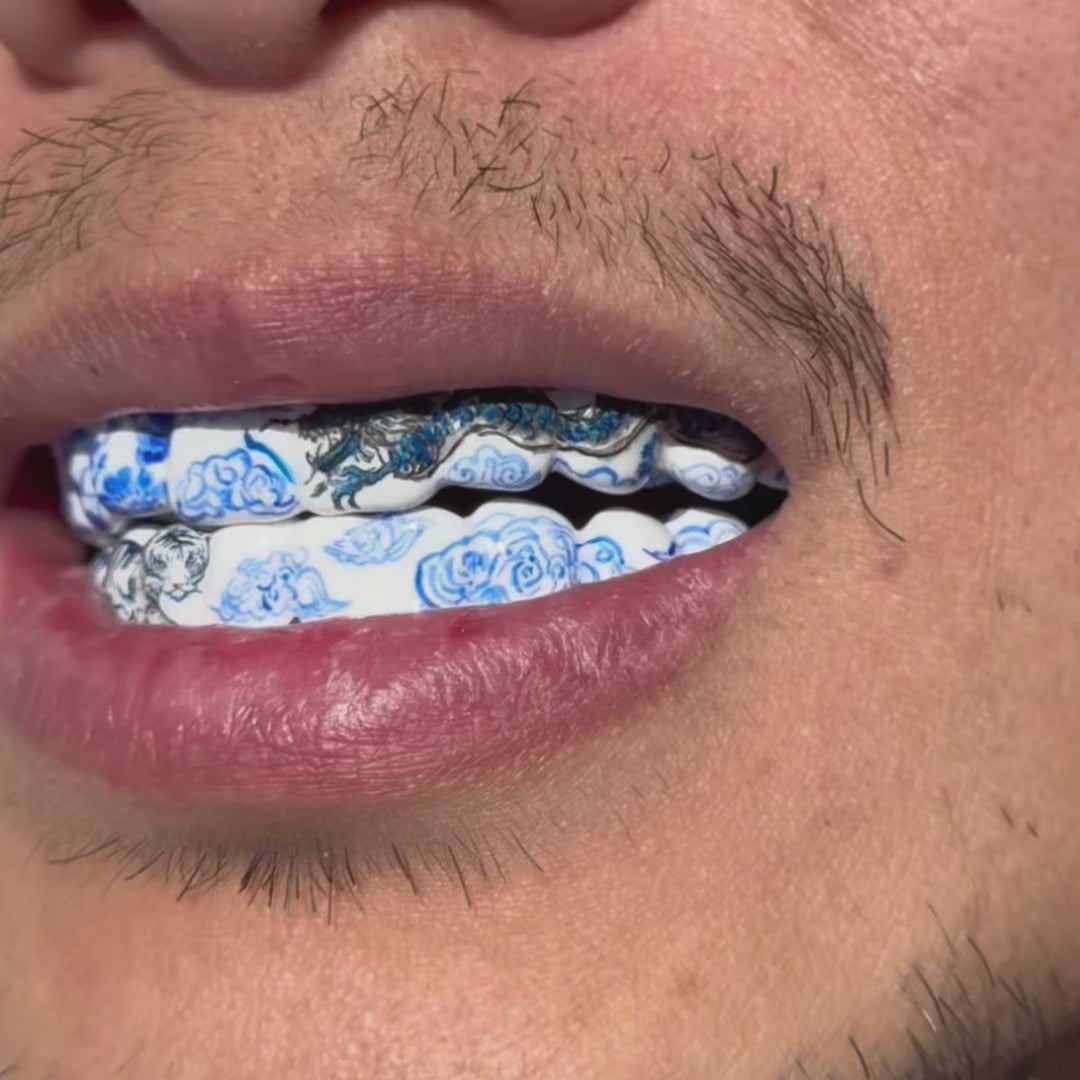 Hand Painted Fine China Porcelain Themed Grillz (Black)