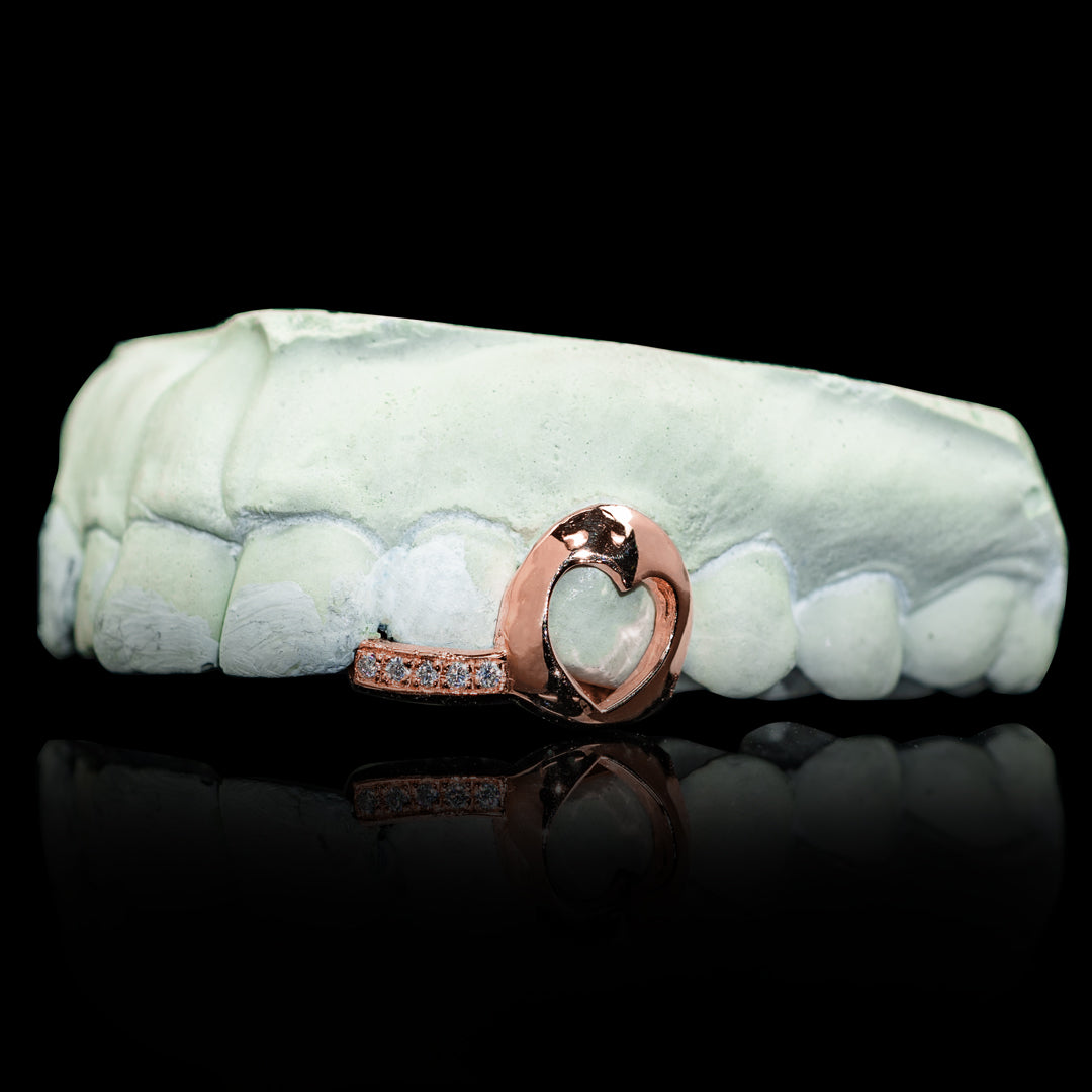 Open Face Heart with Iced Tip Double Cap Grillz