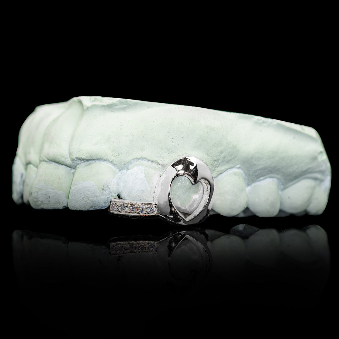 Open Face Heart with Iced Tip Double Cap Grillz