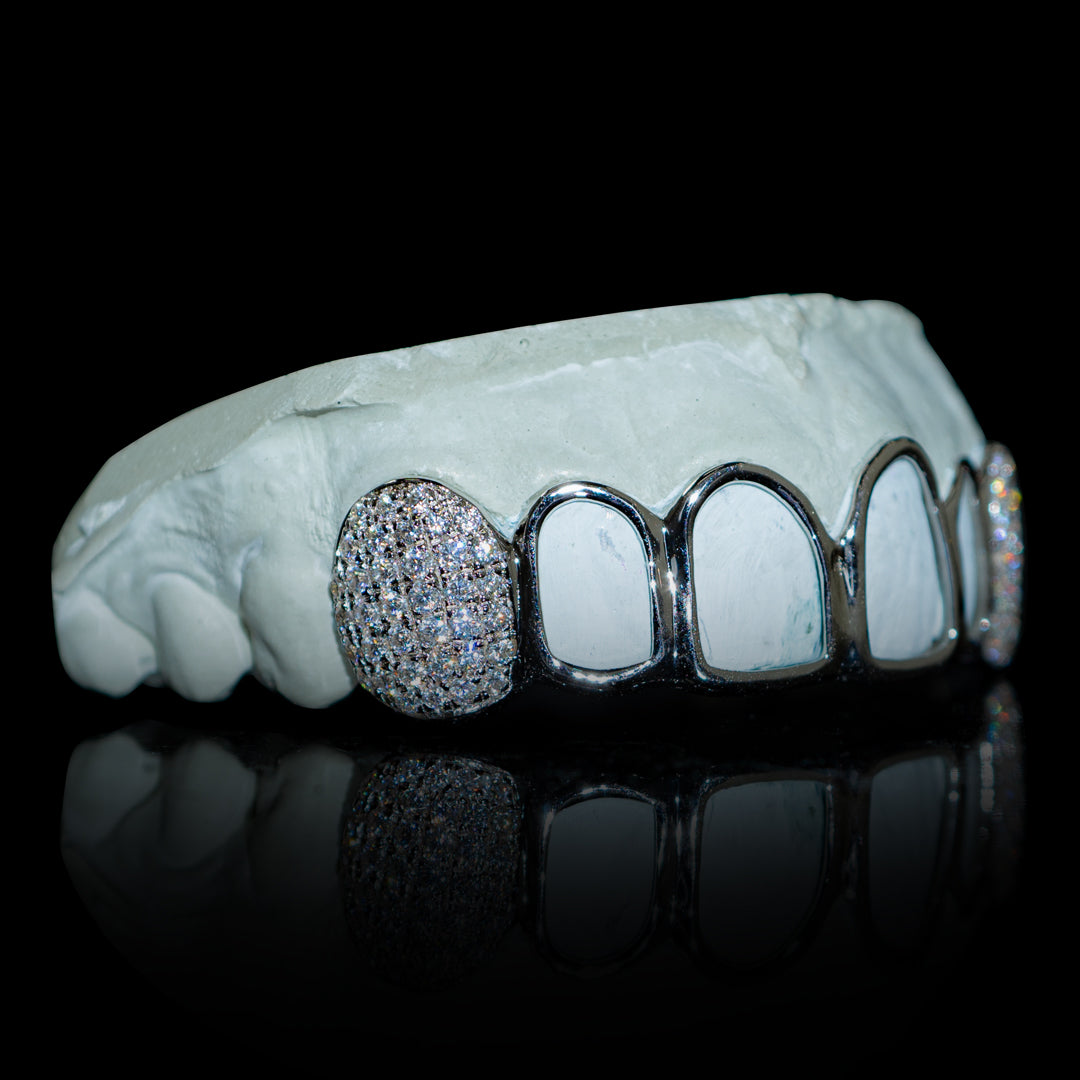 Open Face Iced Fangs Grillz - Sleek Style with VVS Moissanite - Custom ...