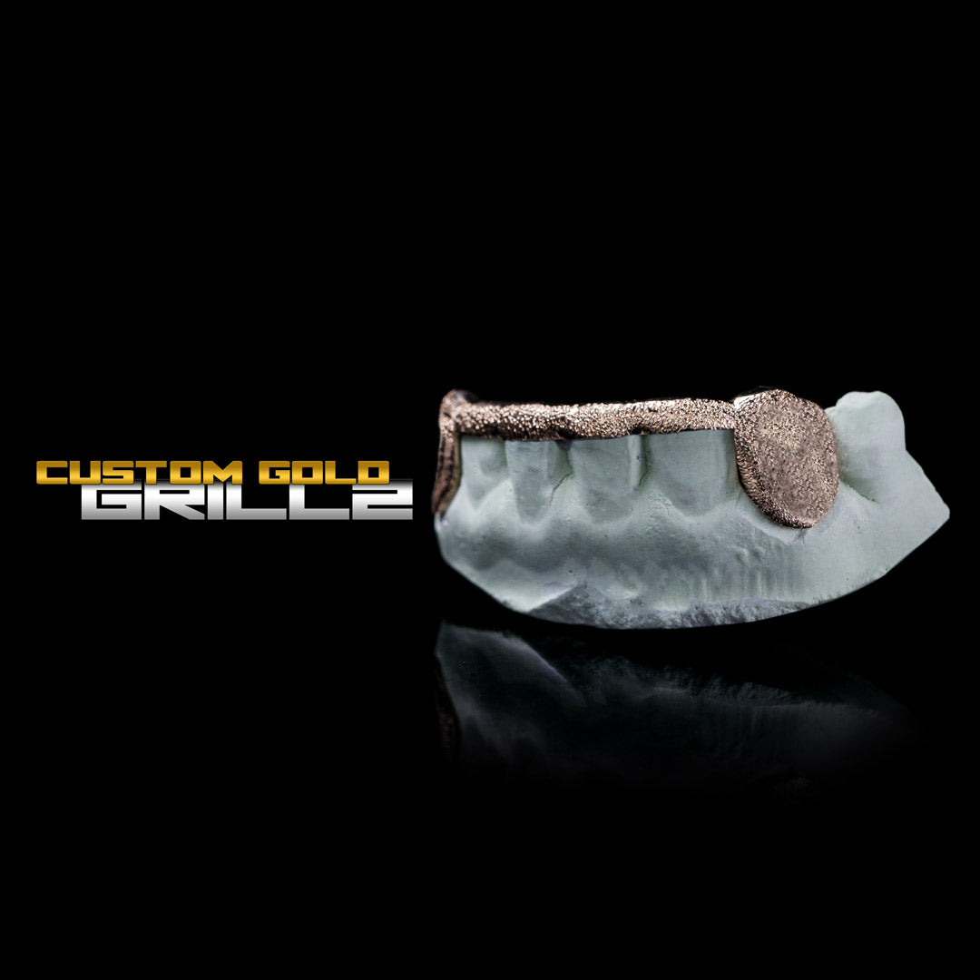 10k Solid Gold Diamond Dust Connecting Bridge Grillz Side