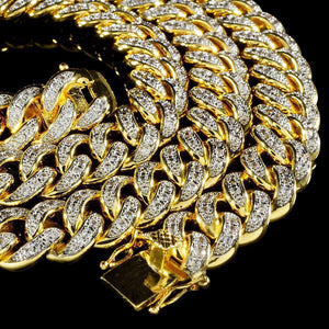 13mm Diamond Cuban Chain in Yellow Gold