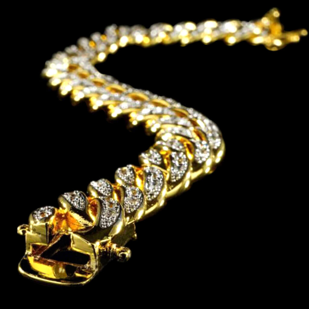 13mm Diamond Cuban Link Bracelet in Yellow Gold