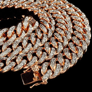 13mm Diamond Cuban Chain in Rose Gold