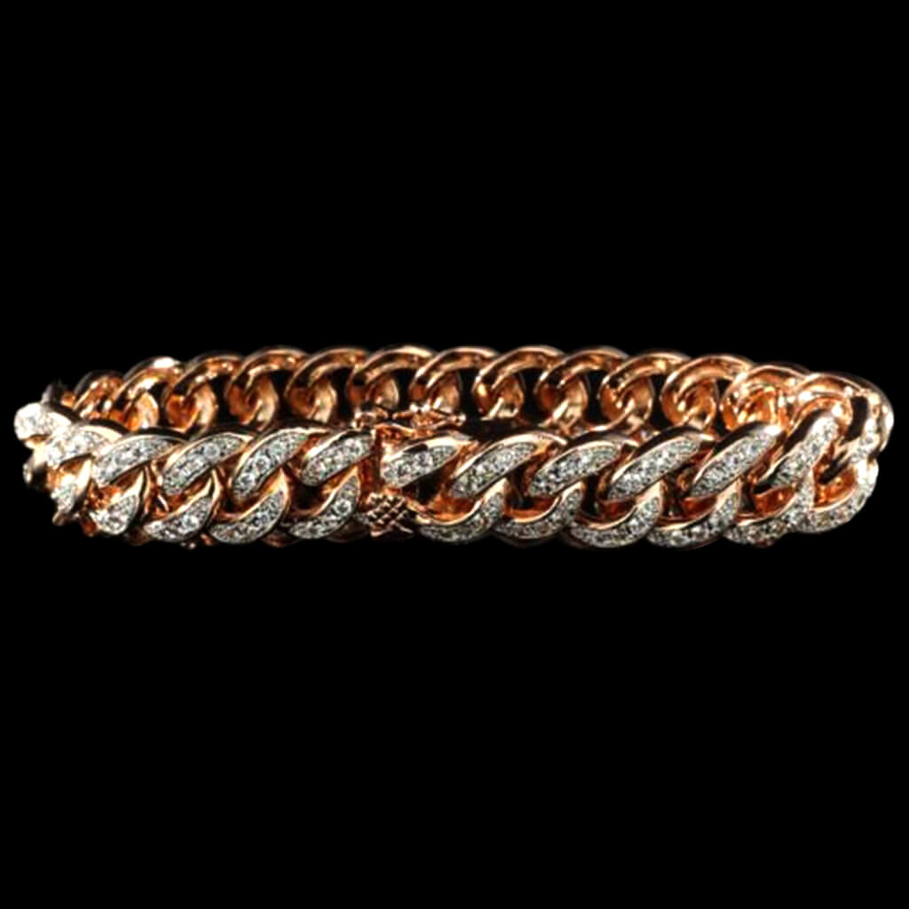 13mm Diamond Cuban Link Bracelet in Rose Gold
