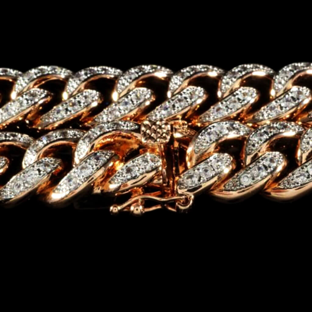 13mm Diamond Cuban Link Bracelet in Rose Gold