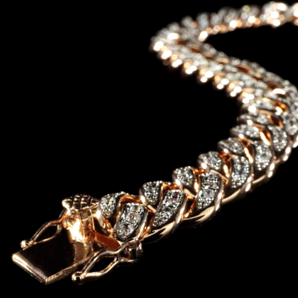 13mm Diamond Cuban Link Bracelet in Rose Gold