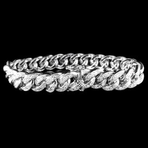 13mm Diamond Cuban Link Bracelet in White Gold