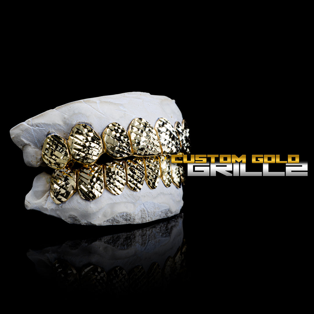 Solid Gold Diamond Cut Grillz