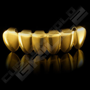Gold Plated 6 Tooth Premium Grillz Instantly-Made Bottom Front View