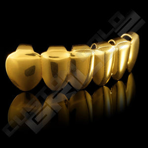 Gold Plated 6 Tooth Premium Grillz Instantly-Made Bottom Side View