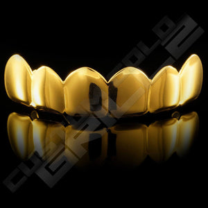 Gold Plated 6 Tooth Premium Grillz Instantly-Made Top Front View