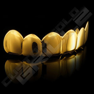 Gold Plated 6 Tooth Premium Grillz Instantly-Made Top Side View