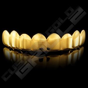 Gold Plated 8 Tooth Premium Grillz Instantly-Made Top Front View