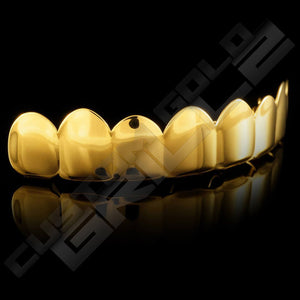 Gold Plated 8 Tooth Premium Grillz Instantly-Made Top Side View