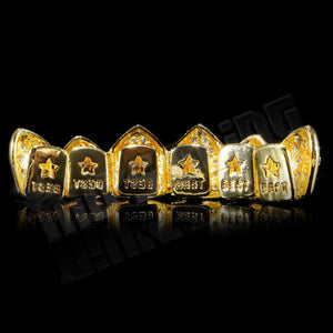 Gold Plated CZ Cluster Premium Grillz Instantly-Made Top Back View