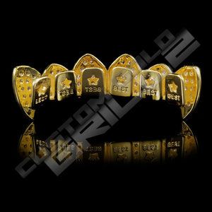 Gold Plated Fanged CZ Cluster Premium Grillz Instantly-Made Back View