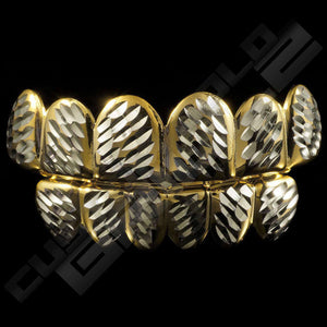 Gold Plated Silver Diamond Cut Grillz Instantly-Made Main