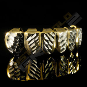 Gold Plated Silver Diamond Cut Grillz Instantly-Made Bottom Side View