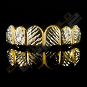 Gold Plated Silver Diamond Cut Grillz Instantly-Made Top Front View