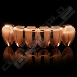 Rose Gold Plated 6 Tooth Premium Grillz Instantly-Made Bottom Front View