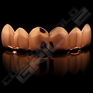 Rose Gold Plated 6 Tooth Premium Grillz Instantly-Made Top Front View