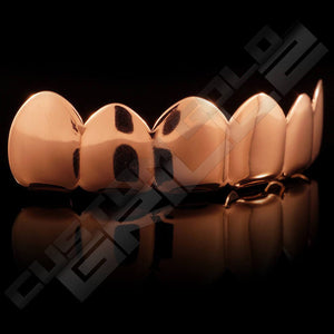 Rose Gold Plated 6 Tooth Premium Grillz Instantly-Made Top Side View