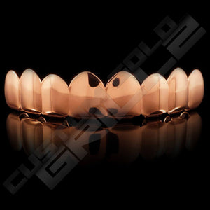 Rose Gold Plated 8 Tooth Premium Grillz Instantly-Made Top Front View