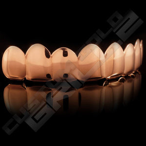 Rose Gold Plated 8 Tooth Premium Grillz Instantly-Made Top Side View