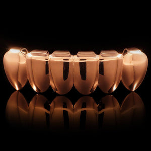 Rose Gold Plated Vampire Fang Grillz Instantly-Made Bottom Front View