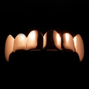 Rose Gold Plated Vampire Fang Grillz Instantly-Made Top Front View