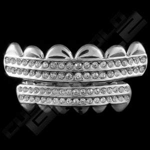 Silver Plated 2 Row Iced Out Grillz Instantly-Made Main