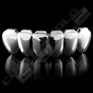 Silver Plated 6 Tooth Premium Grillz Instantly-Made Bottom Front View