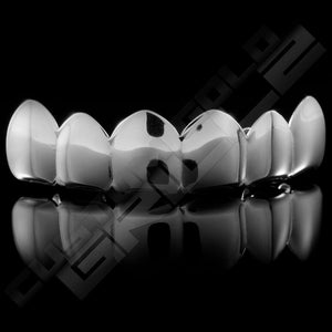 Silver Plated 6 Tooth Premium Grillz Instantly-Made Top Front View