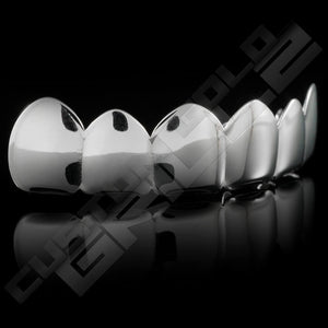 Silver Plated 6 Tooth Premium Grillz Instantly-Made Top Side View