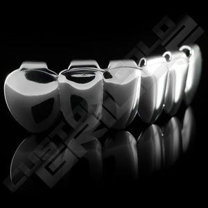 Silver Plated 8 Tooth Premium Grillz Instantly-Made Bottom Side View