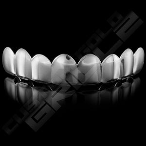 Silver Plated 8 Tooth Premium Grillz Instantly-Made Top Front View