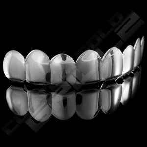 Silver Plated 8 Tooth Premium Grillz Instantly-Made Top Side View