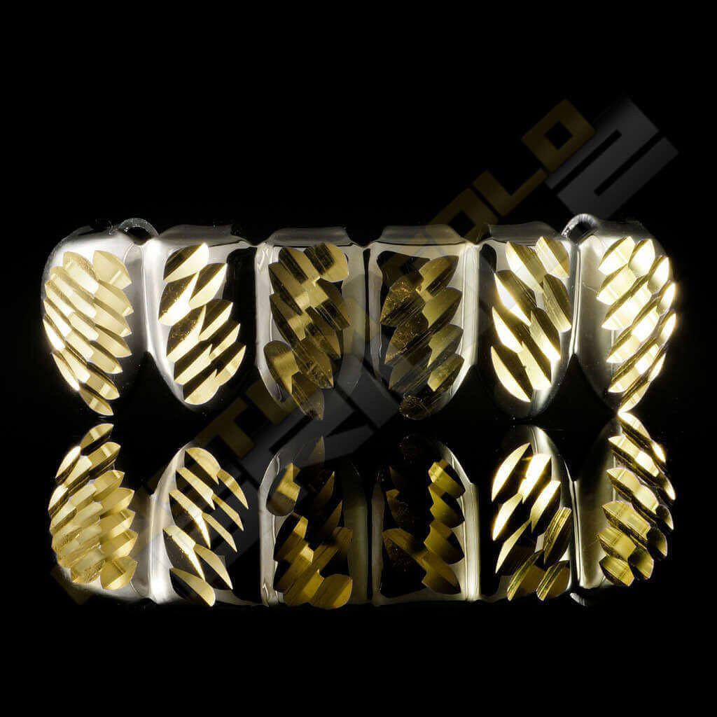 Silver Plated Gold Diamond Cut Grillz Instantly-Made Bottom Front View