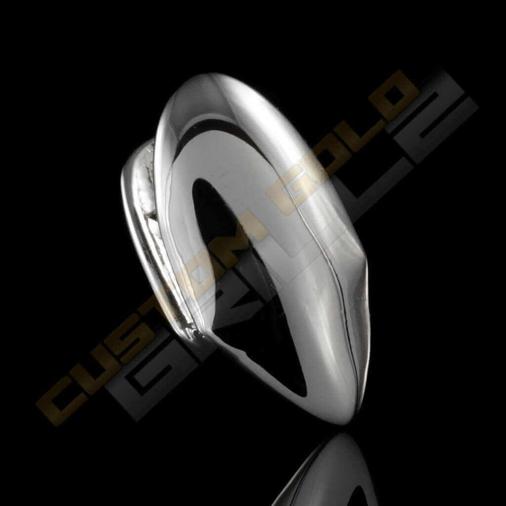 Silver Plated Single Top Fanged Tooth Grill Instantly-Made Top Side View